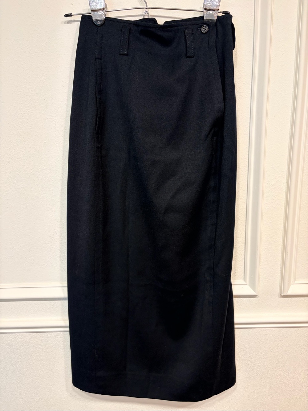 Vintage Ralph Lauren Black 100% Wool Skirt Size 2 | Made in USA | Classic Midi